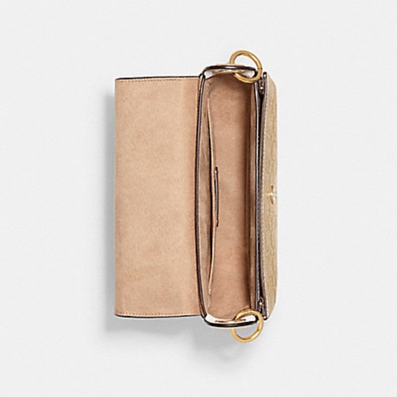 New with tag COACH shoulder bag and crossbody chalk gold light khaki signature - Picture 8 of 8